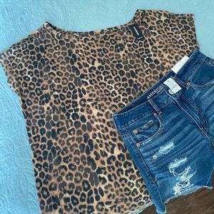 Leopard off the shoulder top, Express size Med